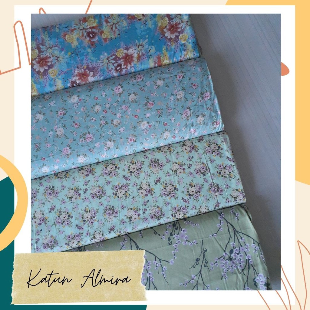 Kain Katun Jepang Tokai Senko warna dasar light green/blue