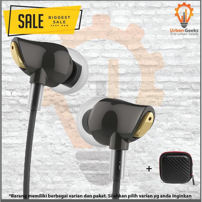 Headset Rock Zircon Original Earphone IEM Headset Stereo Bass - Hitam Standard