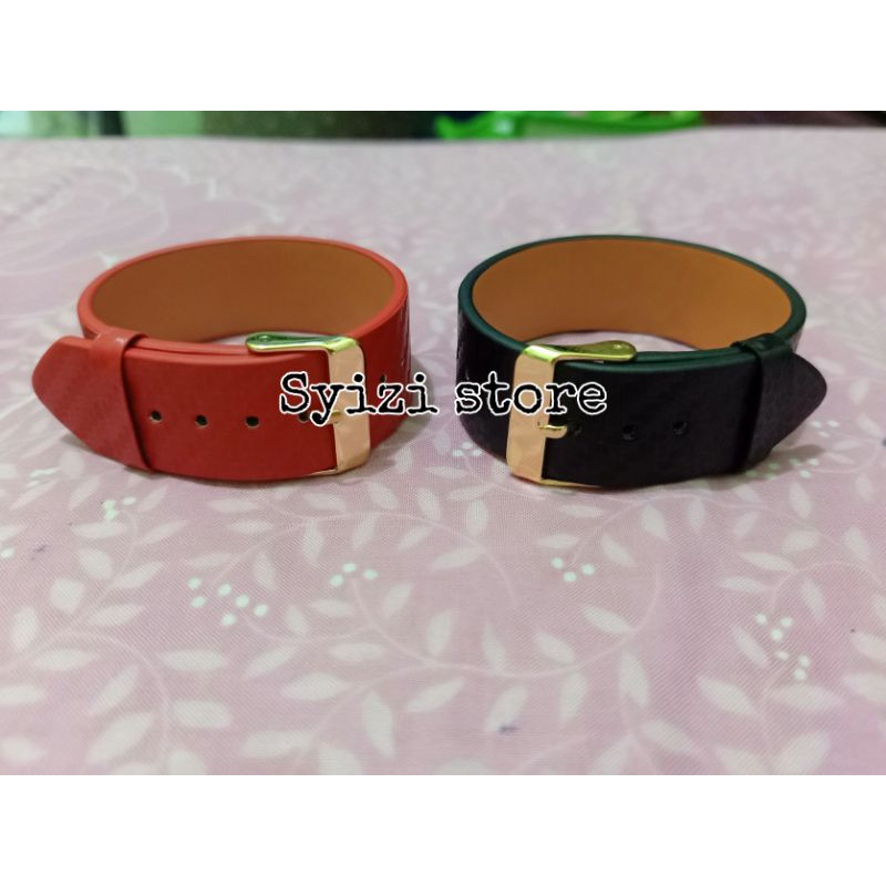 Gelang sabuk kulit 2cm/ gelang sabuk kulit motif dan polos/ gelang gesper kulit