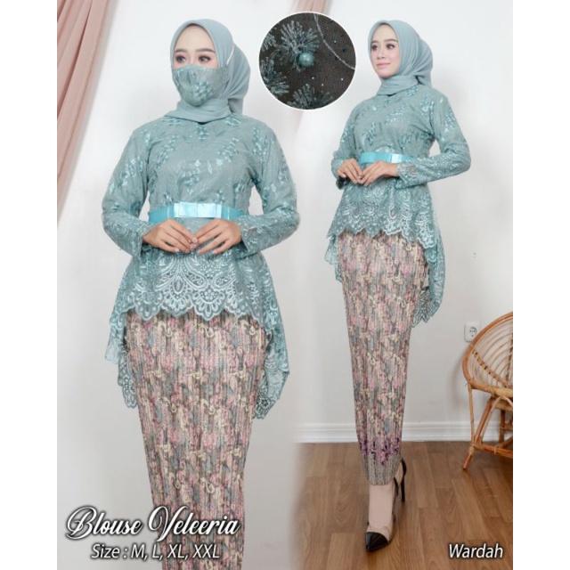 SET KEBAYA VALEERIA - PAKAIAN KEBAYA TERLARIS 2021 - KEBAYA WISUDAAN CANTIK - MODEL KEBAYA KEKINIAN-2