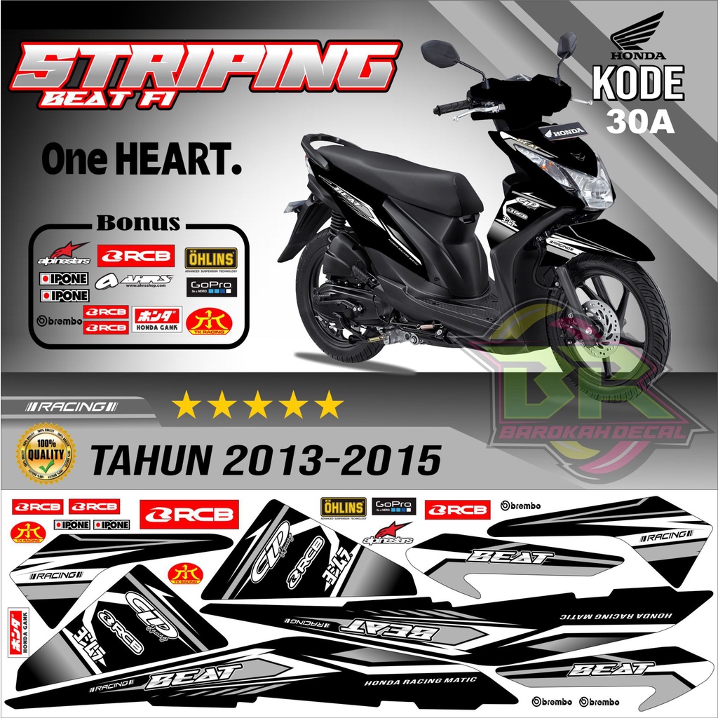 Striping Beat Fi 2013-2016 Stiker Lis Motor Beat Variasi kode 30