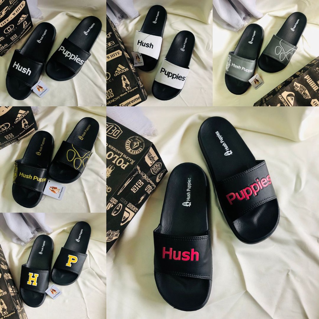 [KATALOG 2] SANDAL + PAPERBAG HUSH PUPPIES / SENDAL SLOP SLIDE PRIA WANITA MURAH SANTAI GRADE ORI