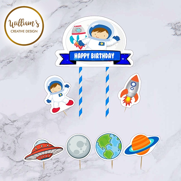 Hiasan Kue Cake Topper Birthday ASTRONAUT 2 isi 7