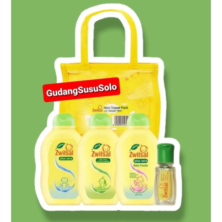 Zwitsal mini travel pack isi 4 bedak|baby oil|baby bath|hair lotion