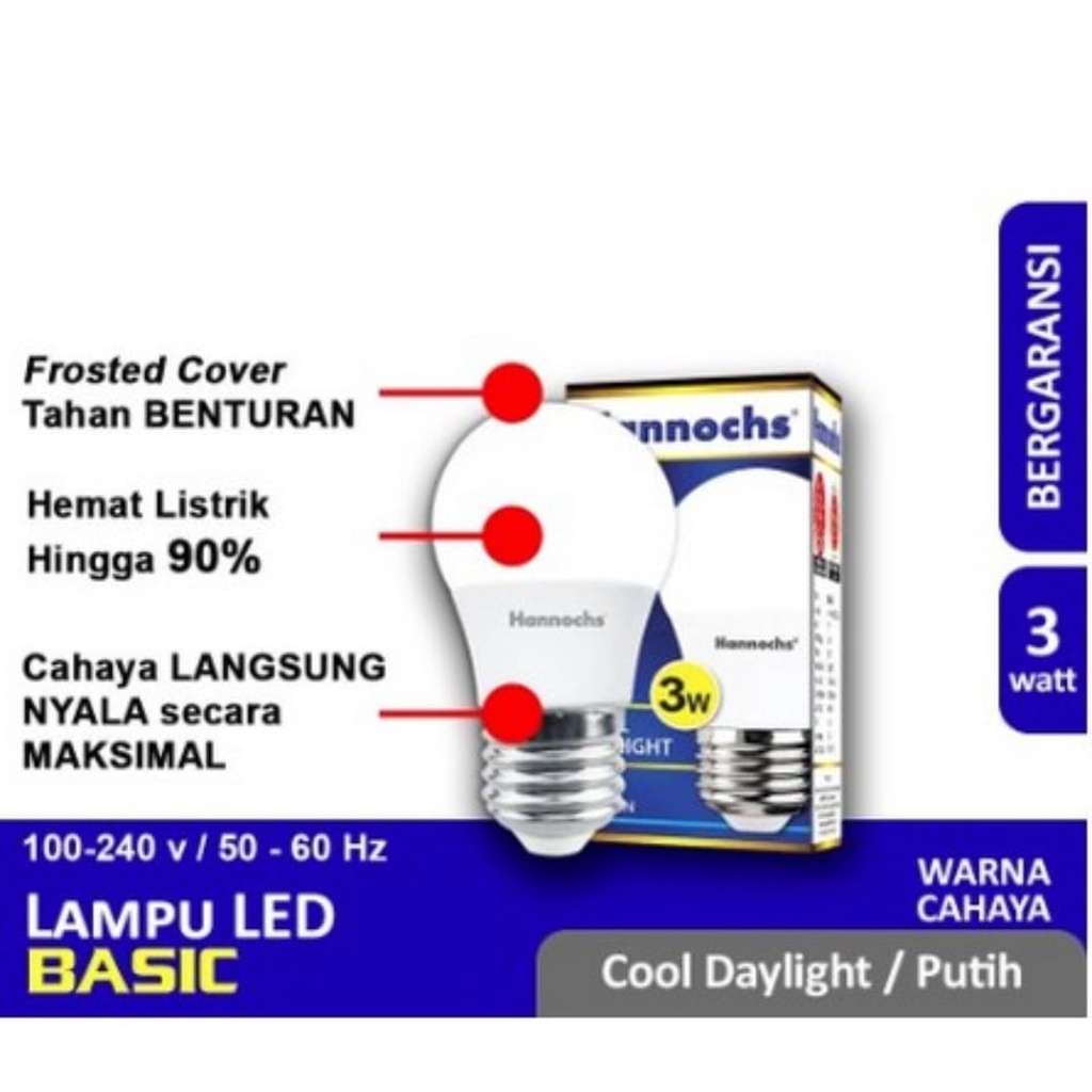 Lampu LED Basic Hannochs 3 watt - BERGARANSI