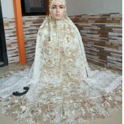 mukena cantik sutra paris prada ori-rendah mawar