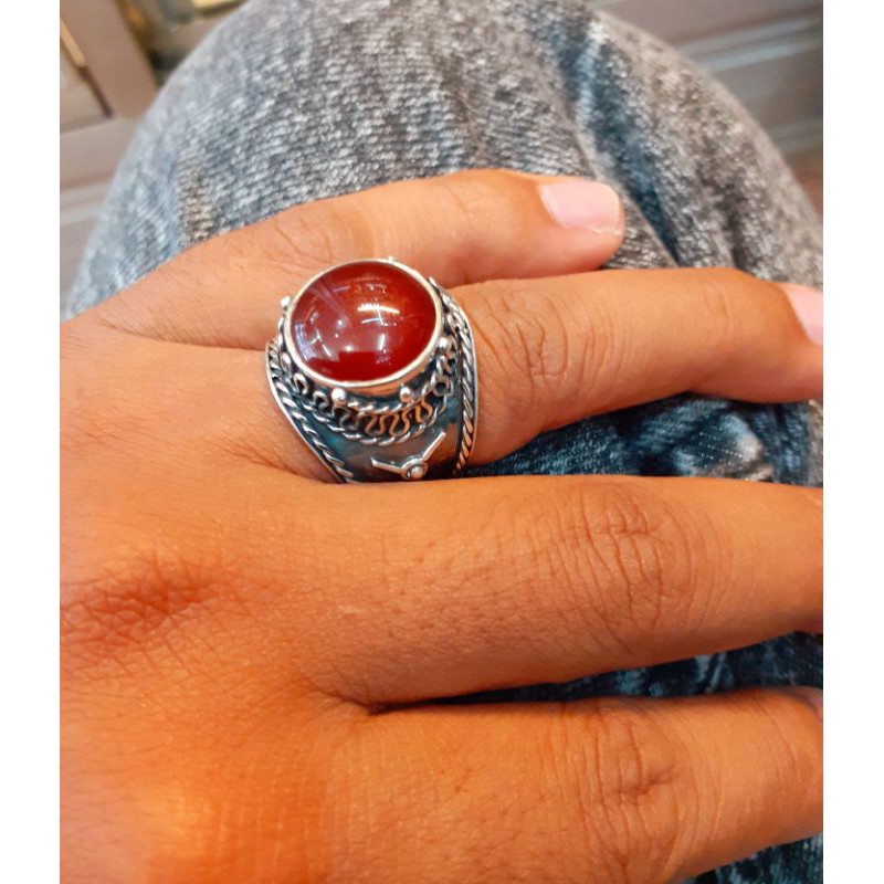 CINCIN PERAK BARU BAGUS BATU ASLI YAMAN AKIK MADU PILIHAN