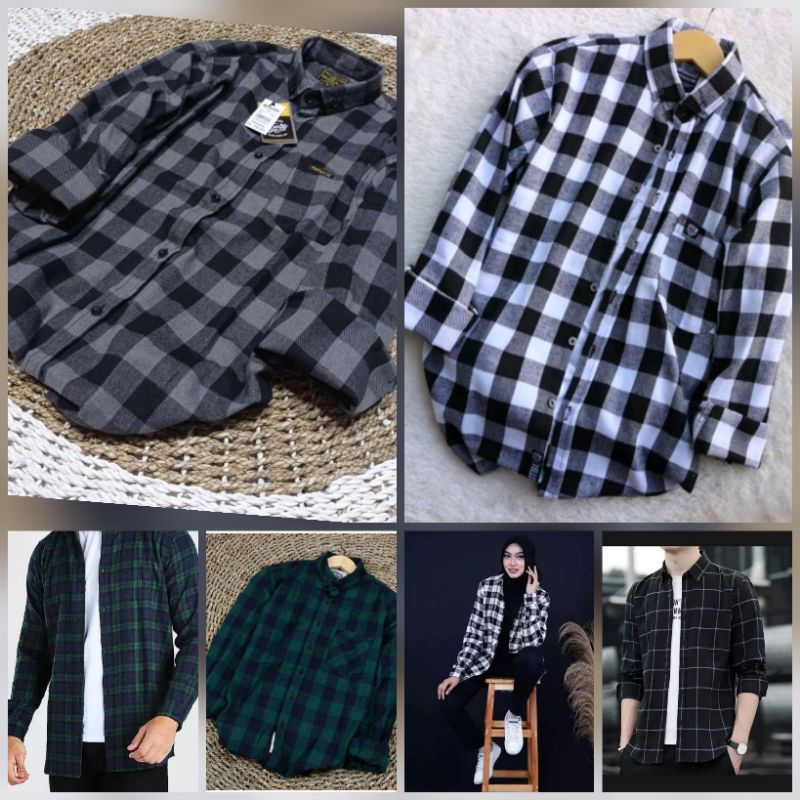 Kemeja Distro Pria Wanita Flanel Lengan Panjang Kotak Baju Hem Cowok Distro Bandung Grosir Murah