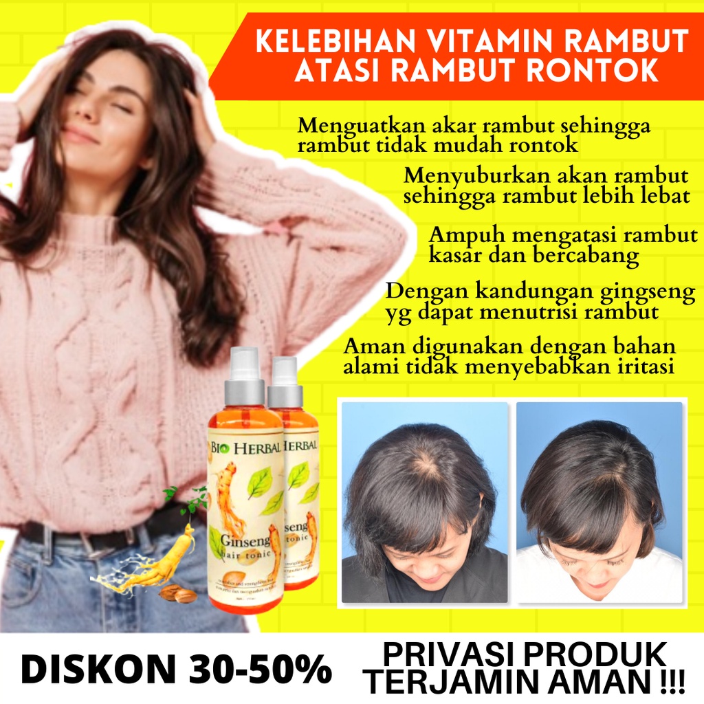 PENUMBUH RAMBUT BOTAK PENGHILANG RONTOK PAKET BIO HERBAL GINSENG SHAMPOO &amp; HAIR TONIC PERAWATAN RAMBUT ORIGINAL BPOM