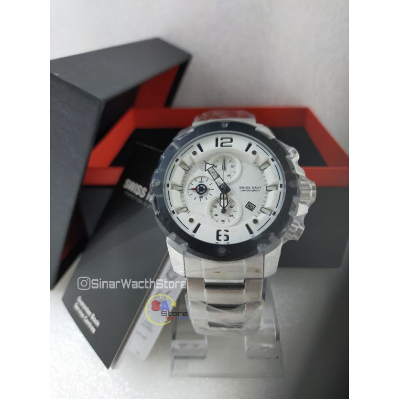 ( ORIGINAL ) Swiss Navy SN-6820M Jam tangan Stainless Steels Pria / Swiss / SN 6820 M