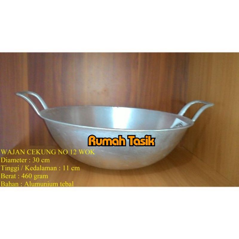 Wajan Penggorengan Cekung Tebal / Wok Pan Cekung No.12 Diameter 30cm