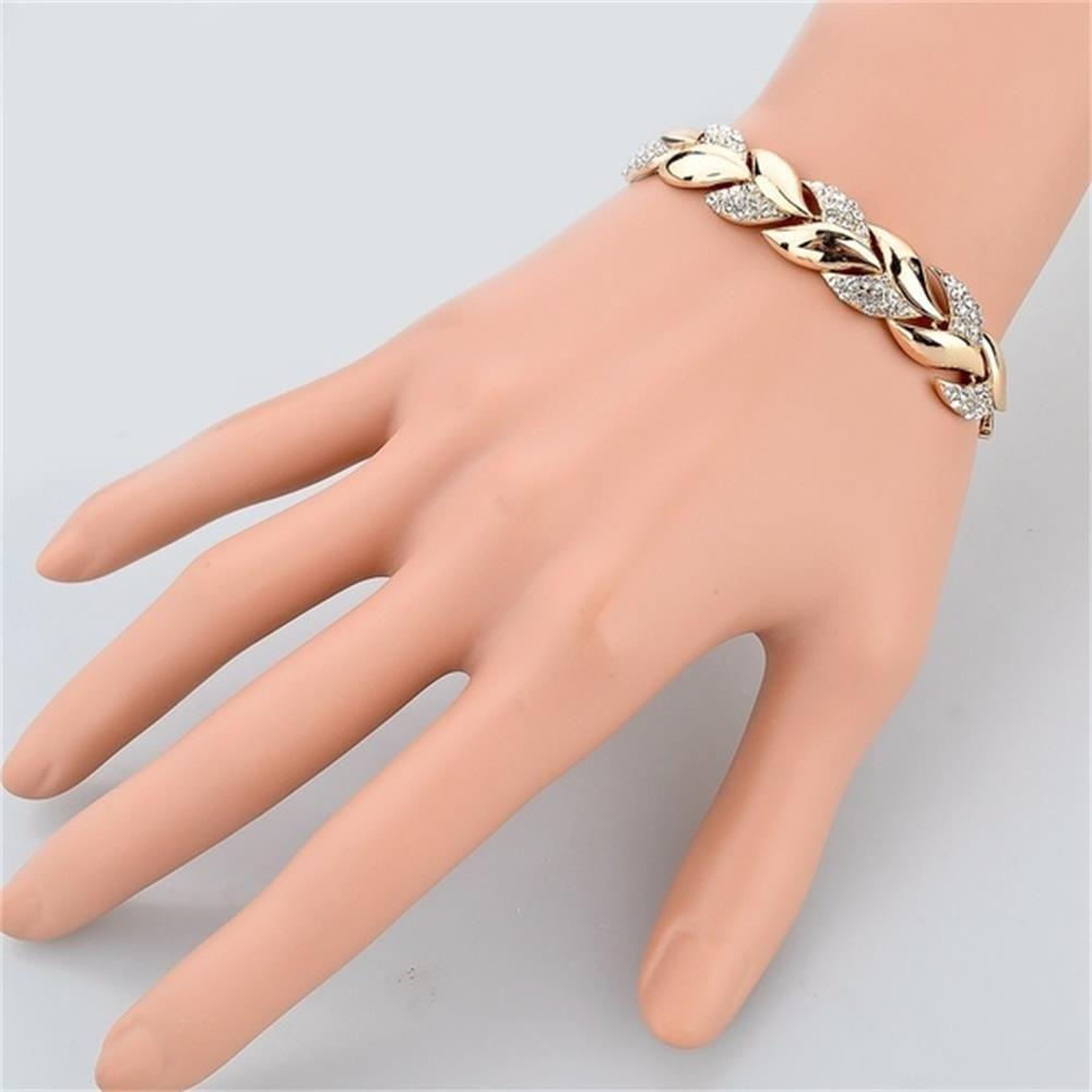 Lily Braided Leaf Gelang Wanita Rantai Fashion Bridal Pernikahan Perhiasan