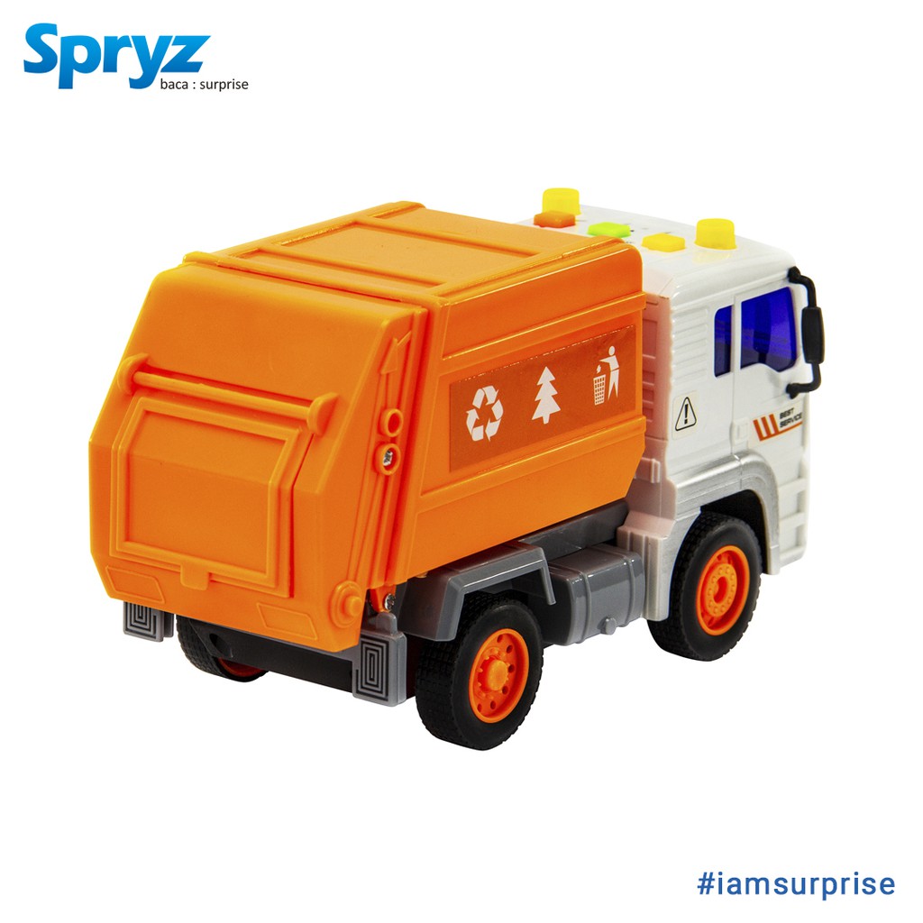 Mainan Truk Sampah 1:20 Spryz Citysquad dengan Mesin Friction, Lampu &amp; Suara