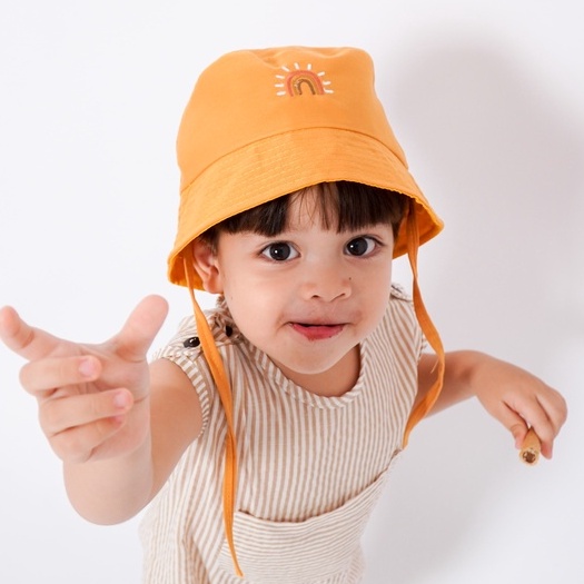 RIKU HAT - Promo 10.10 Bucket Hat Polos Anak Topi Tali Bordir Cewe Cowo Laki Perempuan Korea Drill Lucu Murah