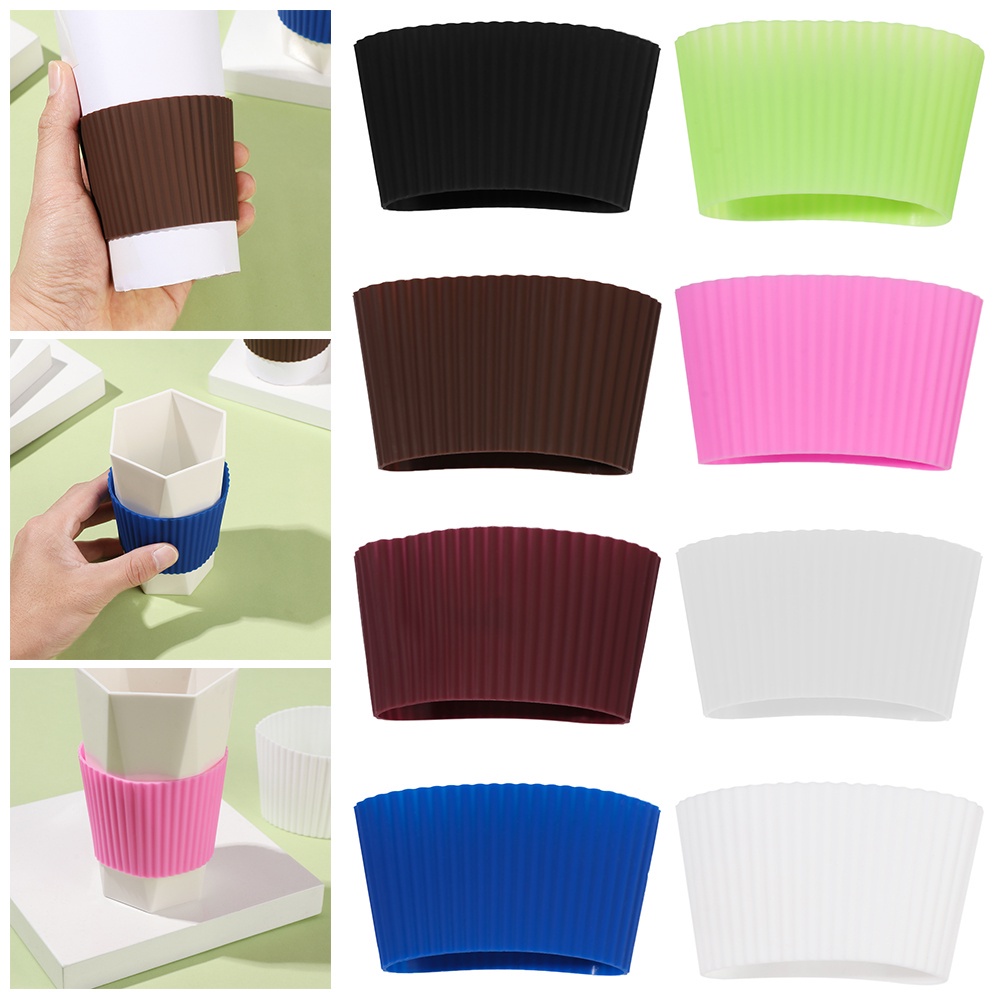 POPULAR Kitchen Tool Bottle Sleeves Table Mats Thermos Cup Coasters Silicone Cup Sleeve Non-Slip Round Durable Anti-fall Insulation Cup Cover/Multicolor