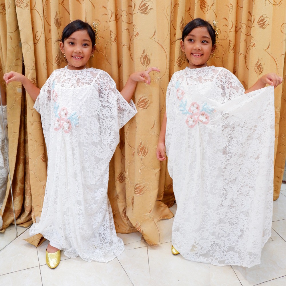 Gamis Anak Brokat Modern White