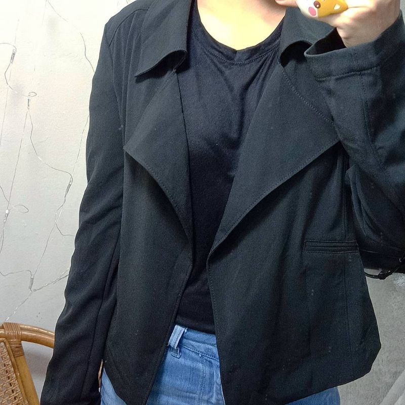 BLAZER HITAM PEKAT JUMBO BIG SIZE OVER SIZE LD 90-170 CM BARU BUKAN SECOND BRANDED STOCKLOT ATASAN W