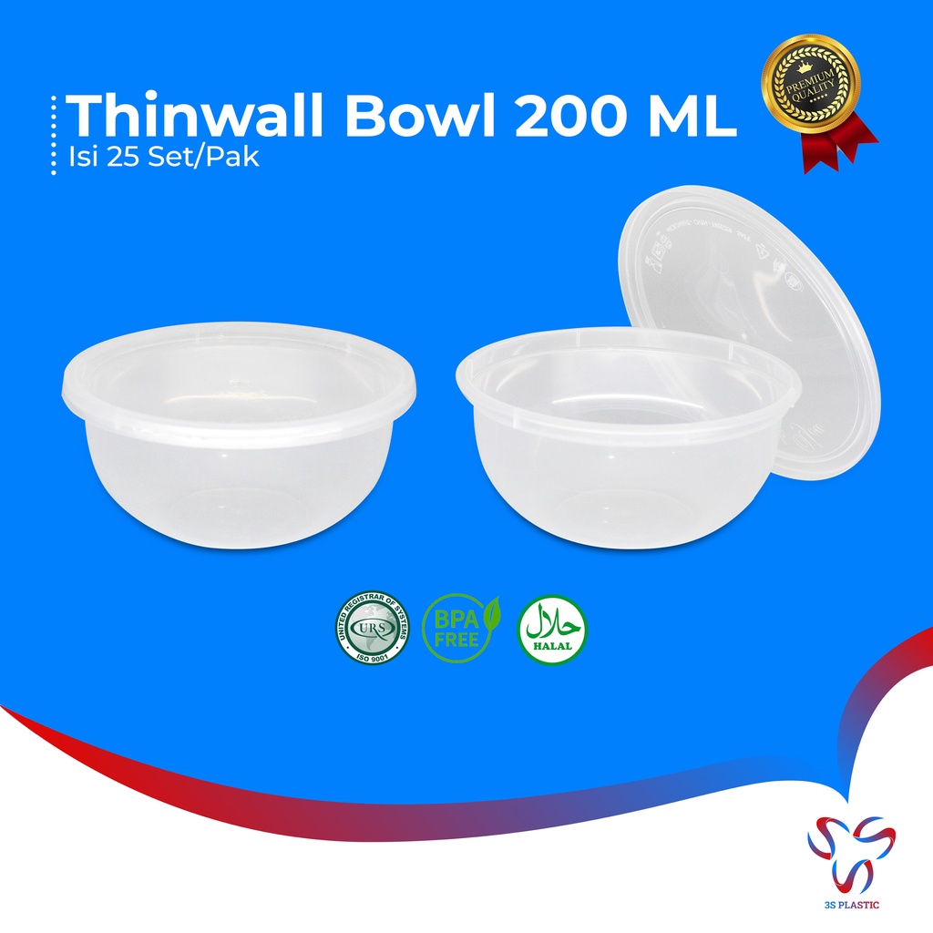 Jual THINWALL BOWL 200 ML TEMPAT MAKAN BULAT MANGKOK PLASTIK