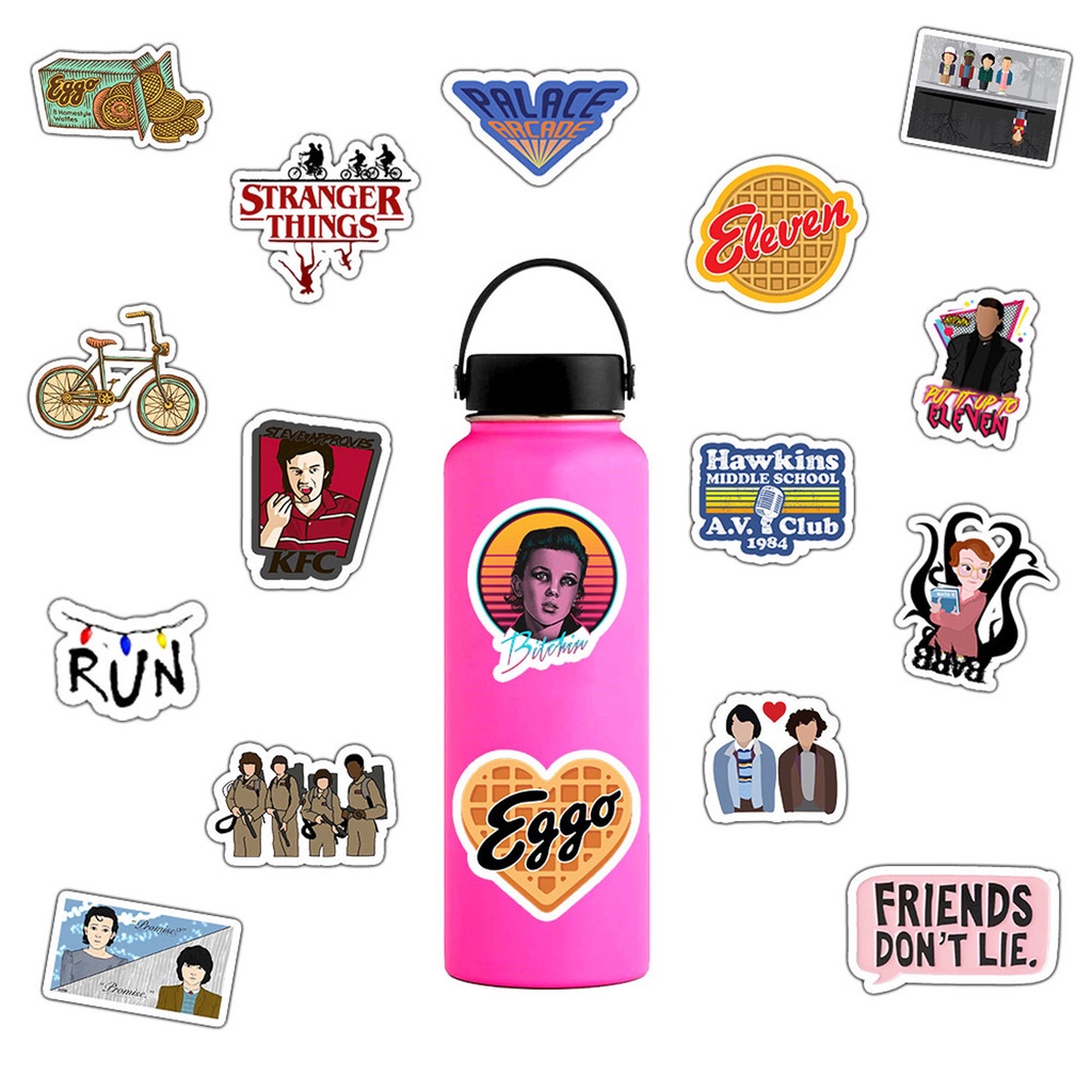 50 PCS Stiker Motif Kartun Stranger Things Season 4 Tahan Air Untuk Dekorasi Helm Sepeda Laptop