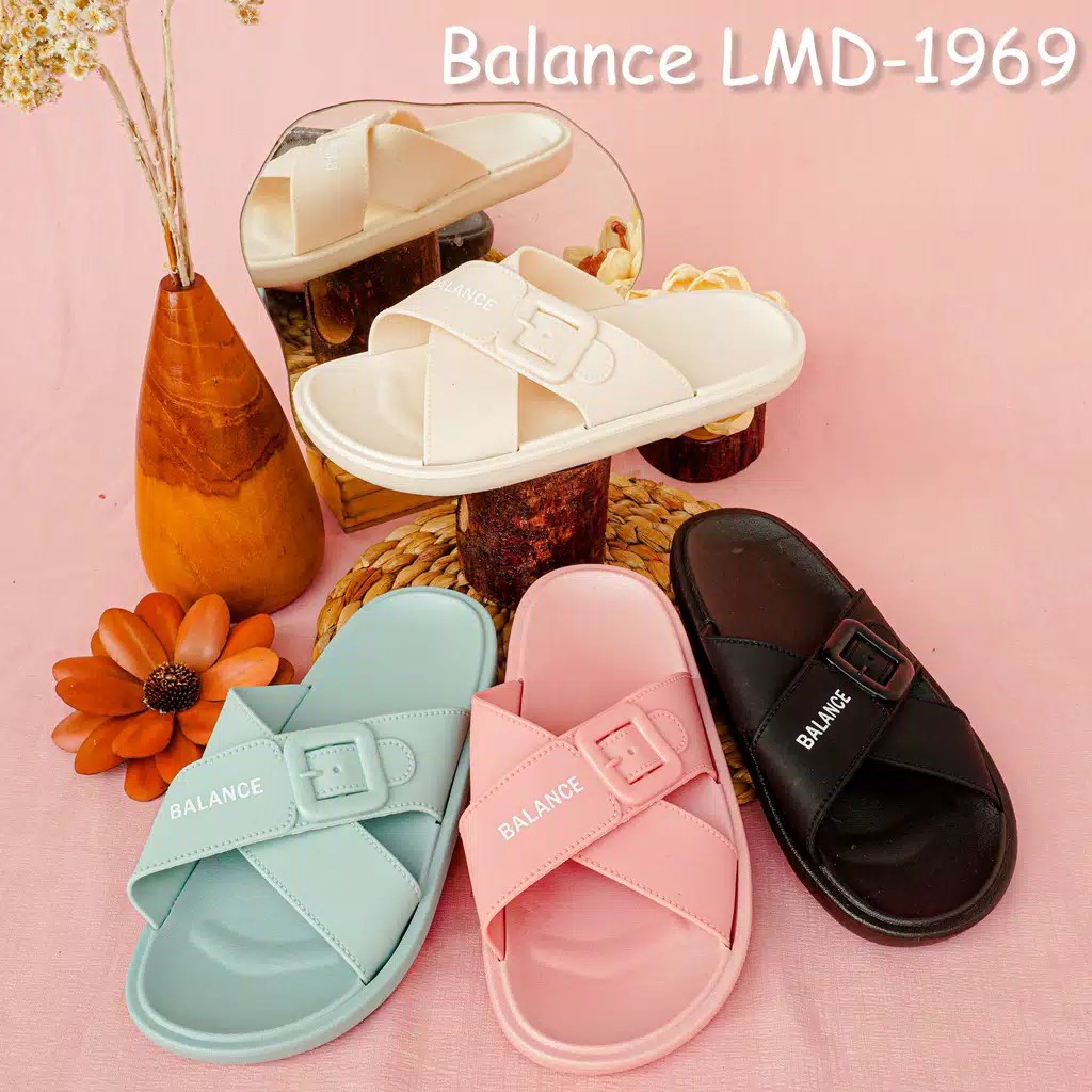 BALANCE 1969 1 SENDAL SLOP BELT STRAP ORIGINAL SANDAL WANITA BARU JELLY IMPORT LENTUR DISKON PROMO