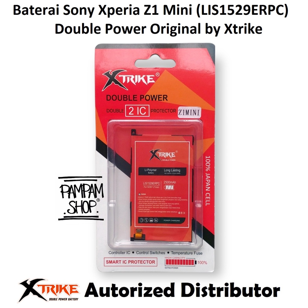 Baterai Xtrike Double Power Original Sony Xperia Z1 Mini Compact LIS1529ERPC Batre Batrai Battery HP