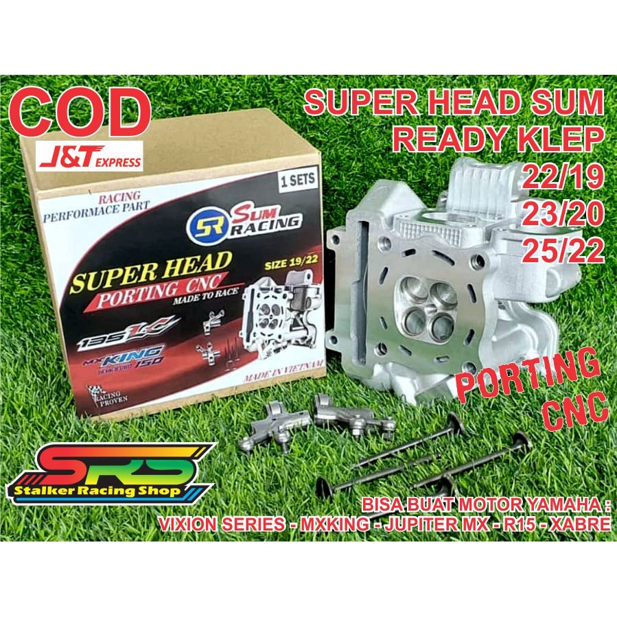 SUPER HEAD SUM RACING KLEP BESAR 22/19 23/20 25/22 PORTING CNC VIXION MX135 MXKING R15 V1-V2 XABRE