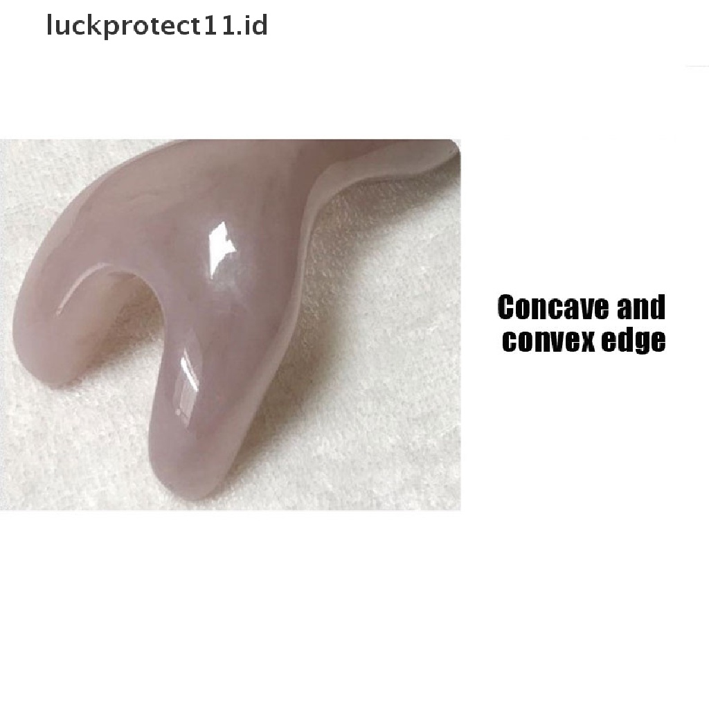 &lt; Luckprotect11. &lt; LuckproteksiId &gt; Alat Pijat Gua Sha Quartz Rose natural Untuk Wajah / Leher / Tubuh