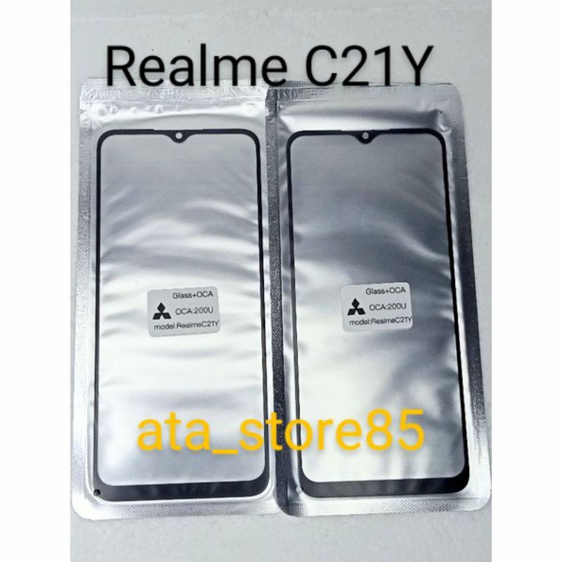 Kaca Depan Realme C21Y | C 21 Y Kaca LCD TS TC Touchscreen Glass LCD+Lem Plus Oca Kering Original