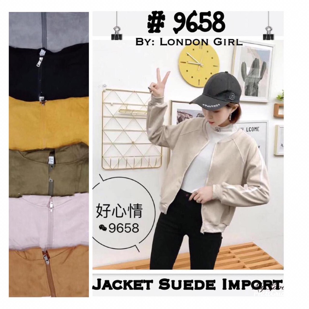 Jaket Import Wanita Suede Lengan Panjang #9658/ Woman Long Sleeved Import Suede Jacket