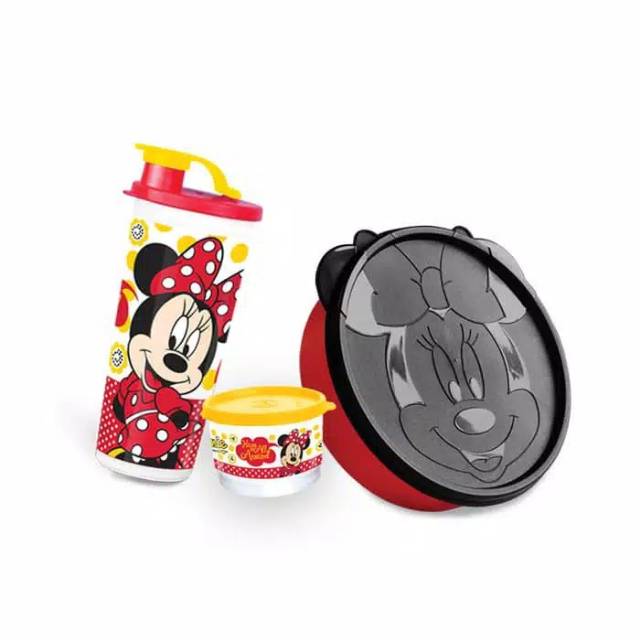 Promo Moorlife Minnie Polka set lunch box /  bekal makan anak / tempat bekal / kotak makan