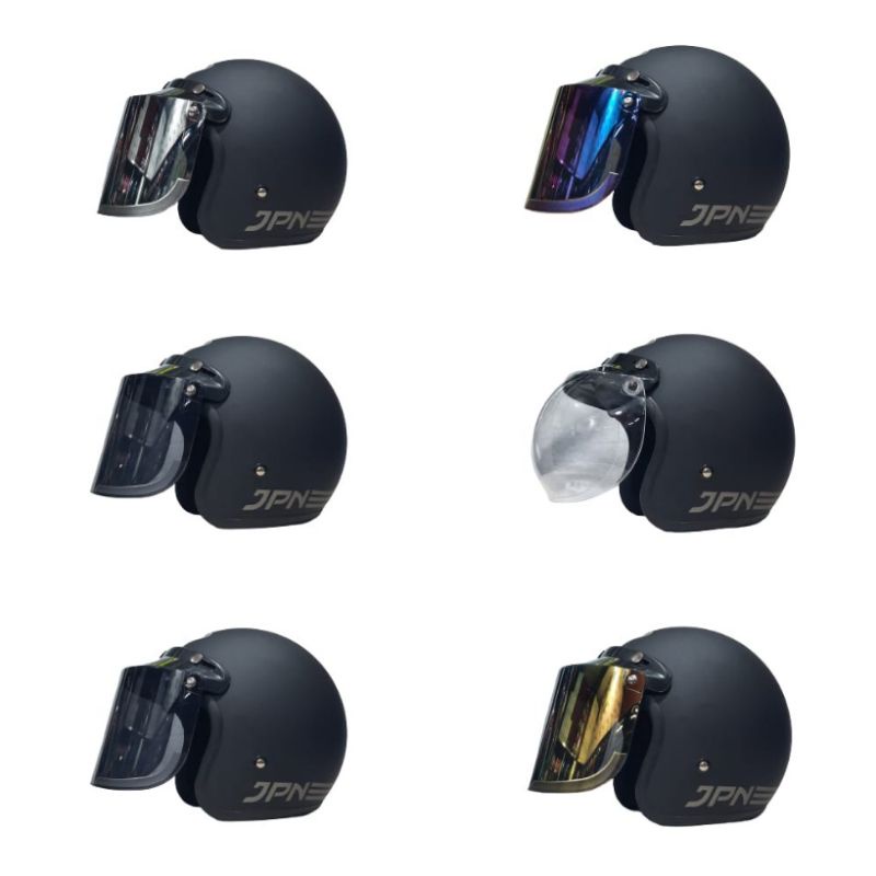 helm JPN HITAM DOFF ORIGINAL kaca/visor flat datar cembung