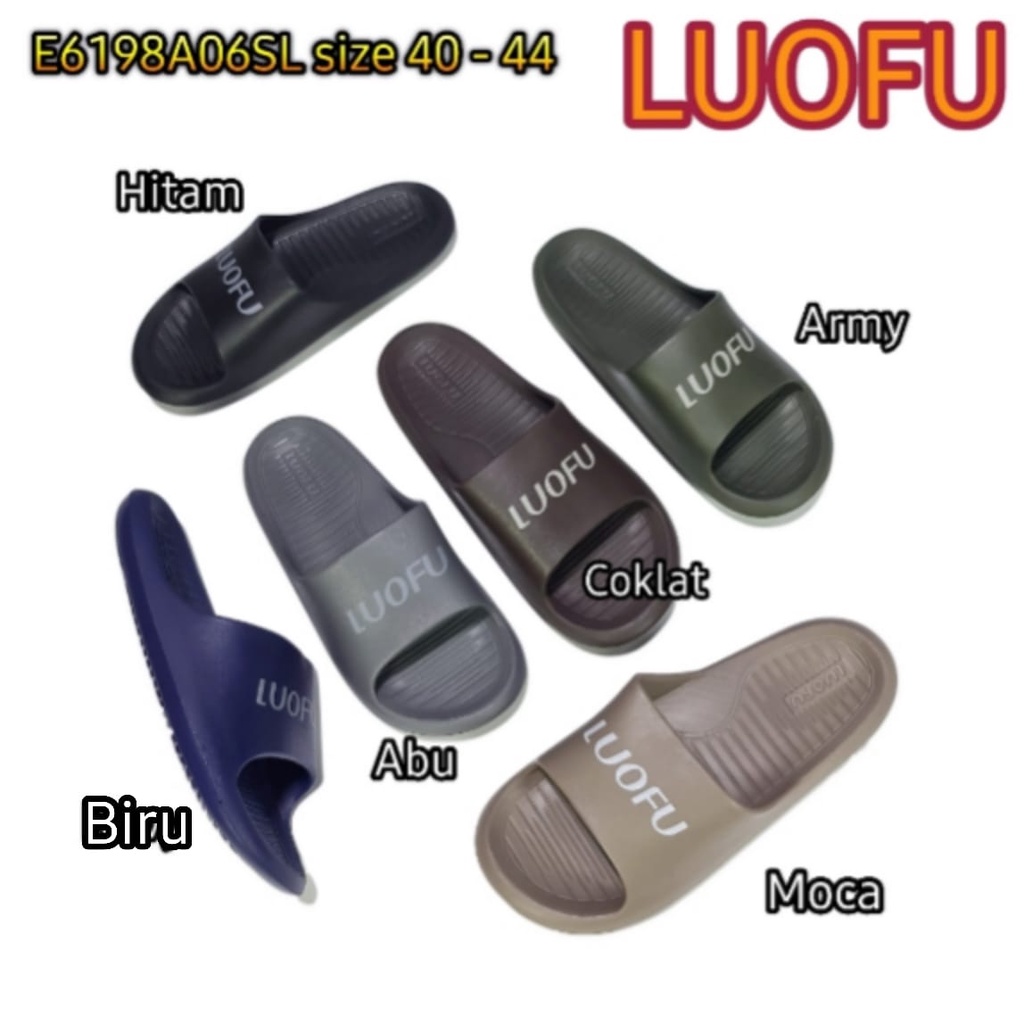 LUOFU ORIGINAL jelly sandal karet empuk murah slop pria sendal cowok selop import E6198A06SL