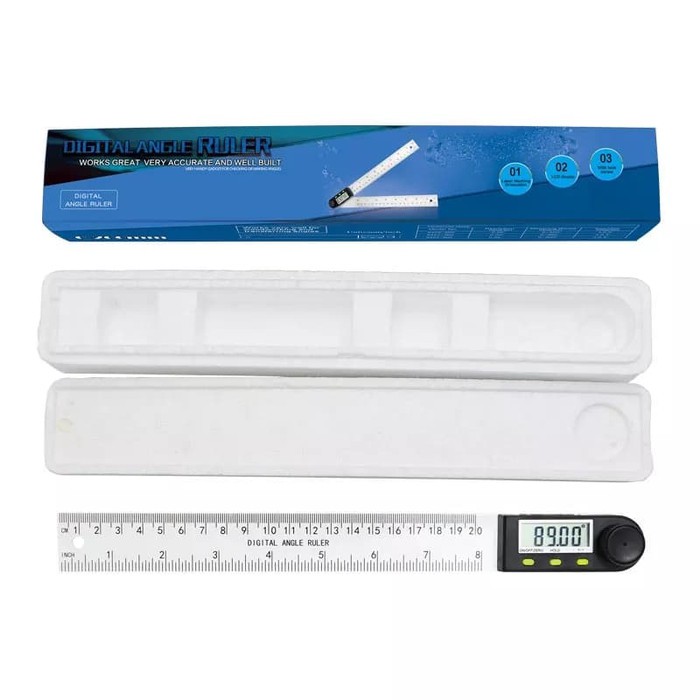 Goniometer Digital Angle Ruler Protactor Penggaris Bujur Derajat 200mm 2in1