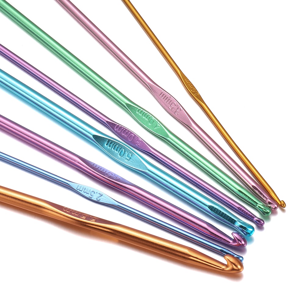 8pcs/pack 2-5mm Jarum rajut logam aluminium warna kait buatan tangan DIY
