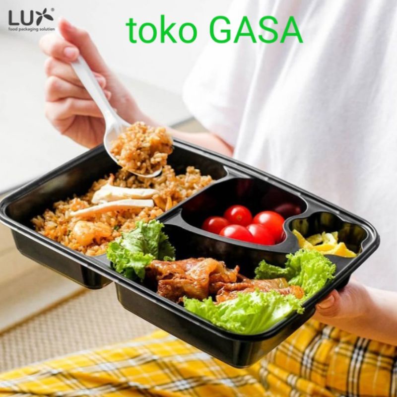Terlaris mika bento LUX sekat 4/MIKA BENTO/bento lux/mika bento plastik/box bento/tepak nasi bento/t