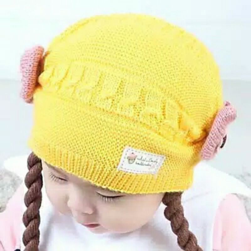 TOPI KUPLUK RAJUT BAYI MODEL PITA WIG KEPANG