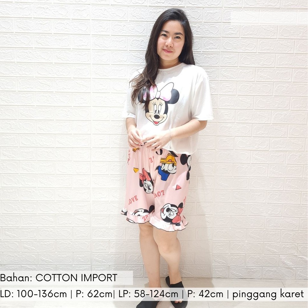 3348 kaos pajamas short one set import big baju tidur