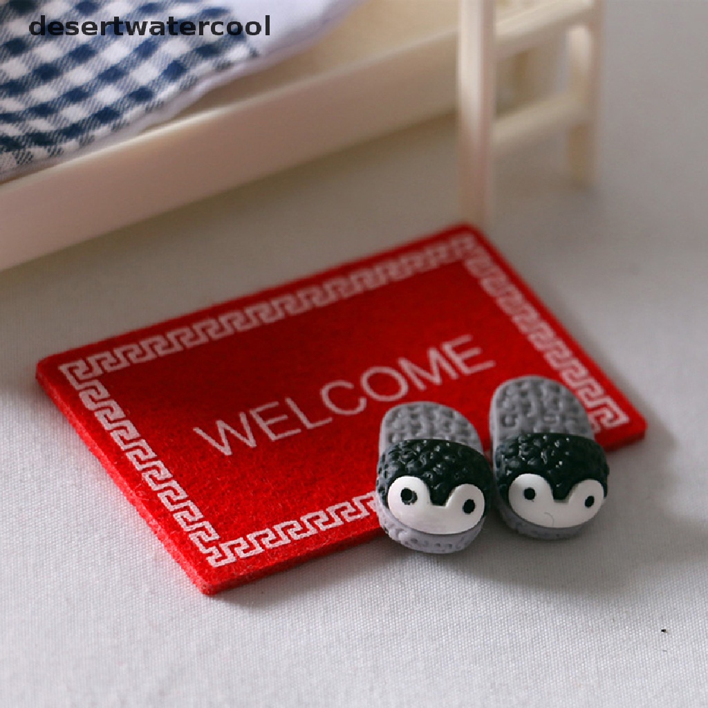 Deid Mainan Miniatur Keset / Karpet / Sandal Motif welcome Skala 1: 12 Untuk Dekorasi Rumah Boneka