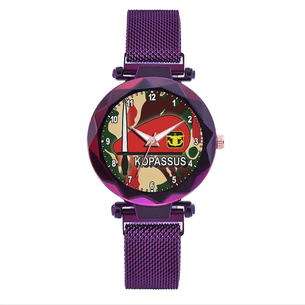 Jam Tangan Wanita Custom - KOPASSUS BAYGROUND LORENG MOTIF 2 Free Box &amp; Batre Cadangan