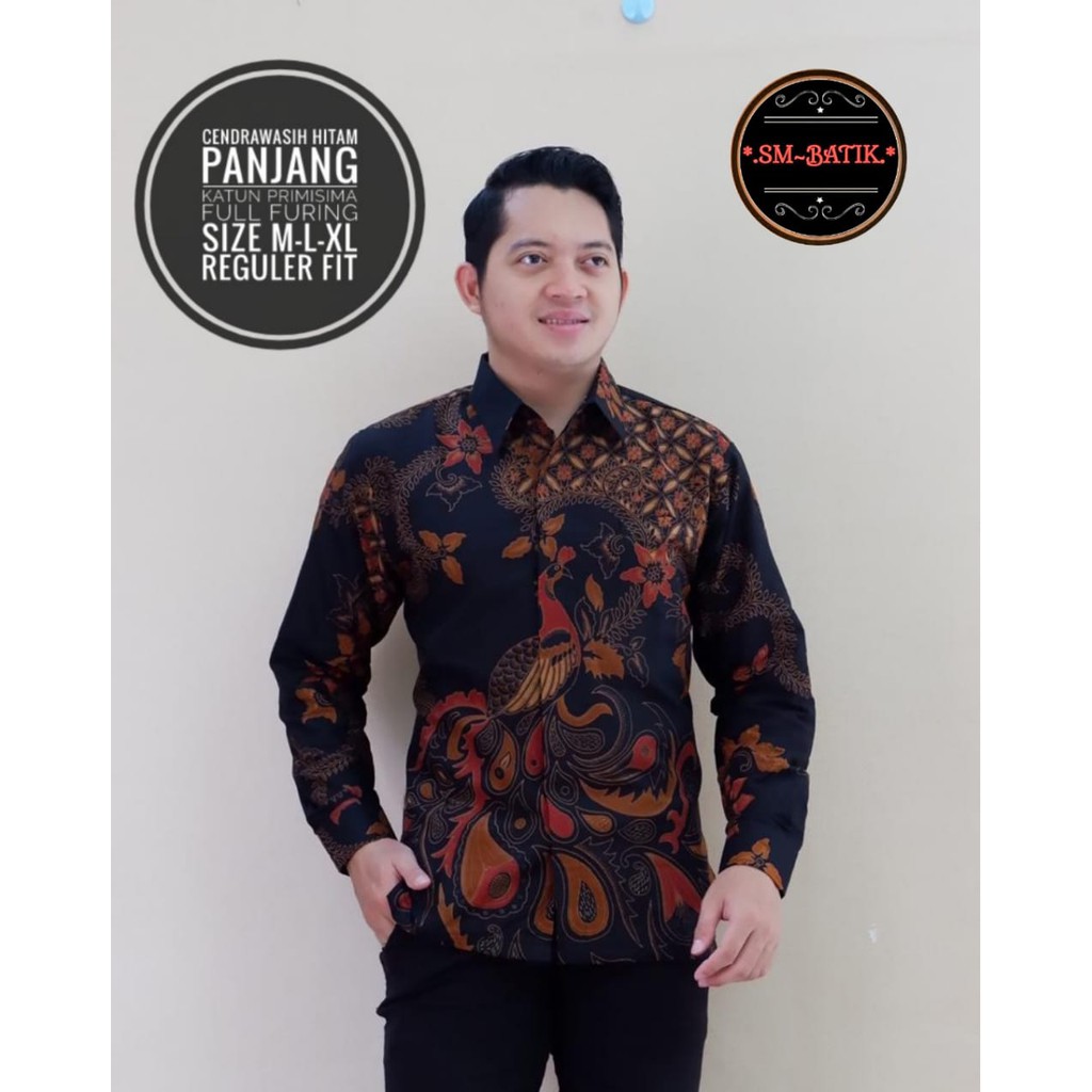 CENDERAWASIH HITAM SM BATIKSOLOAMANAH KEMEJA BAJU BATIK PRIA SOLO LENGAN PANJANG PENDEK LAPIS FURING ATASAN BATIK PREMIUM MODERN KATUN HALUS BIANTARA PARANG LINTANG GUNANDRO PEKSI MERAH PEKSI WIBOWO WAYANG ABANG ARDARA AKAR ABU AKAR TOSCA ERLANGGA PRATOMO