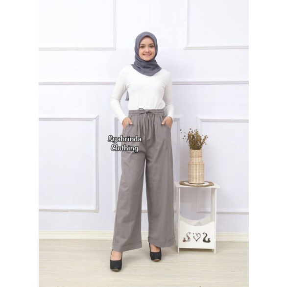 Celana Kulot Linen Cullote Basic Katun Premium Import