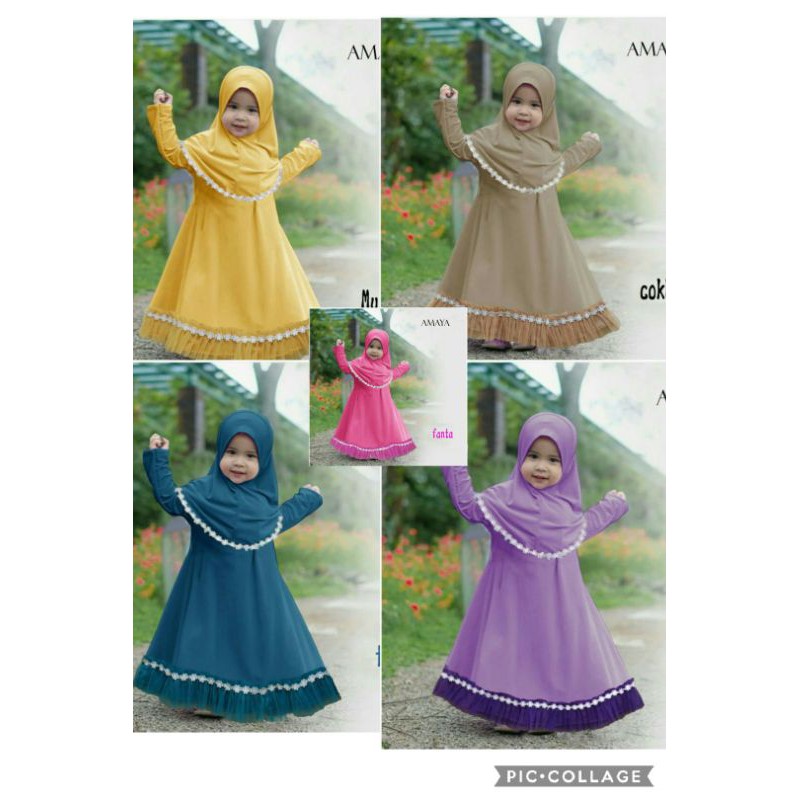 AMAYA KISD GAMIS  ANAK SET KERUDUNG JILBAB USIA 2 -3 TAHUN