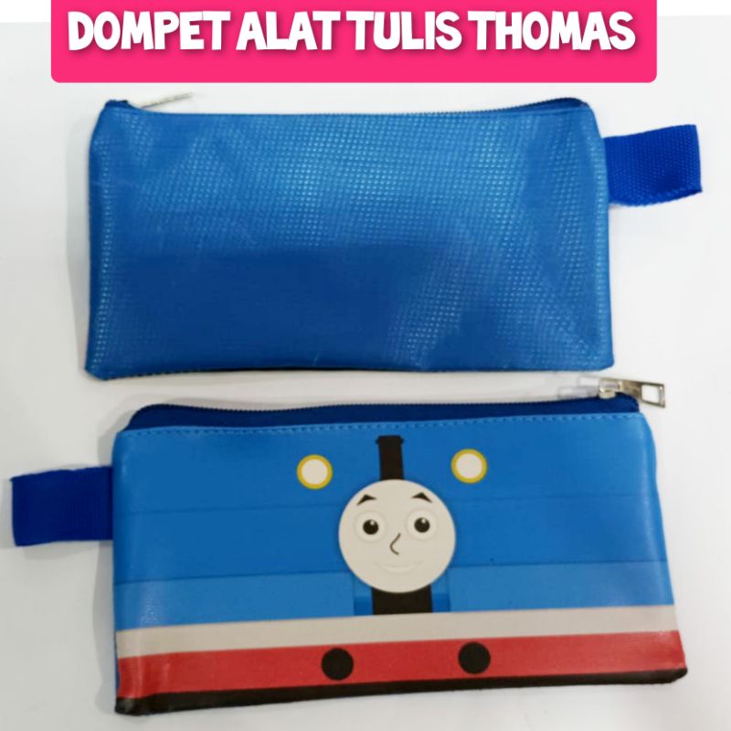 

Dompet wadah tempat duit uang koin receh kertas pensil alat tulis stationery anak karakter keretaThomas Tomas biru