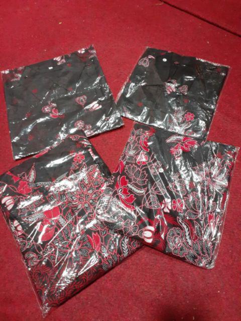 Batik Couple Keluarga Sania Ruffle Ori Ndoro Jowi Dnt Motif Sakura Merah
