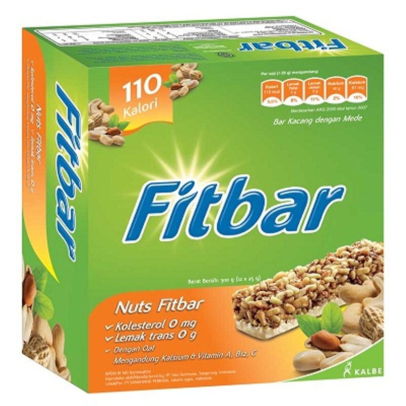 Fitbar Pack (12 pcs) Coklat, Fruit Rasberry, Nuts, Tiramisu