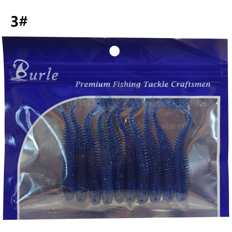 10pcs / lot Umpan Pancing Soft Bait Bentuk Cacing Bahan Karet Silikon Ukuran 50mm 0.7g