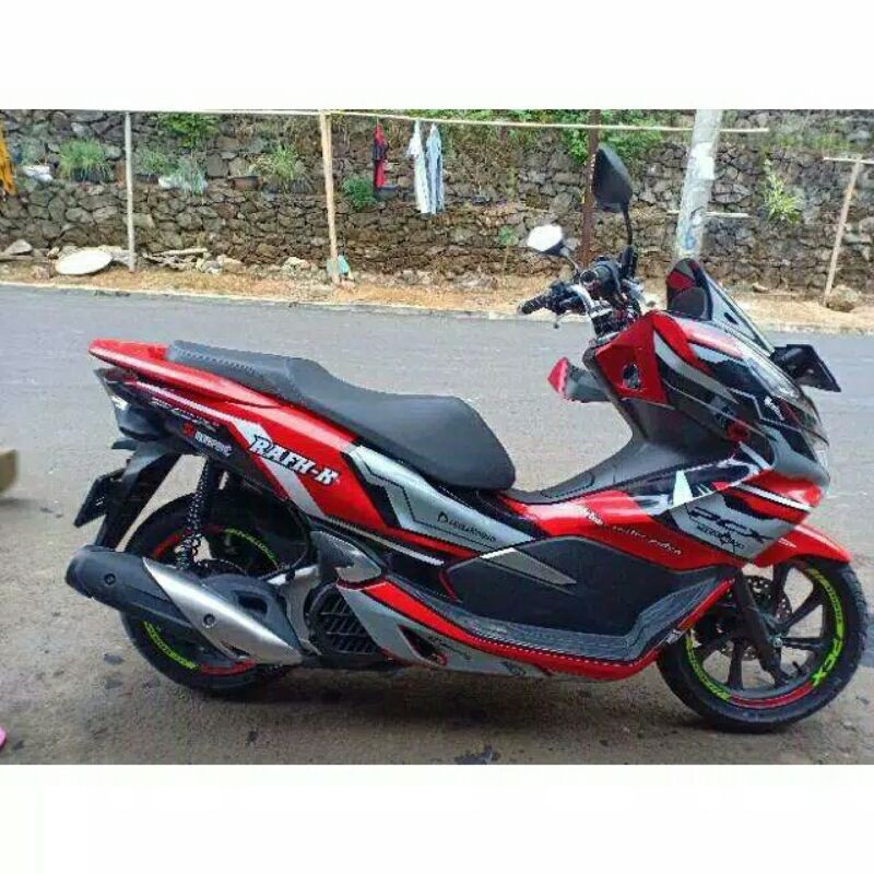 Decal sticker pcx motip simple list merah