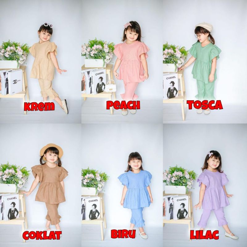 Set Bella Setelan Anak Cewek Smilee Size 1,2,3,4,5 Tahun