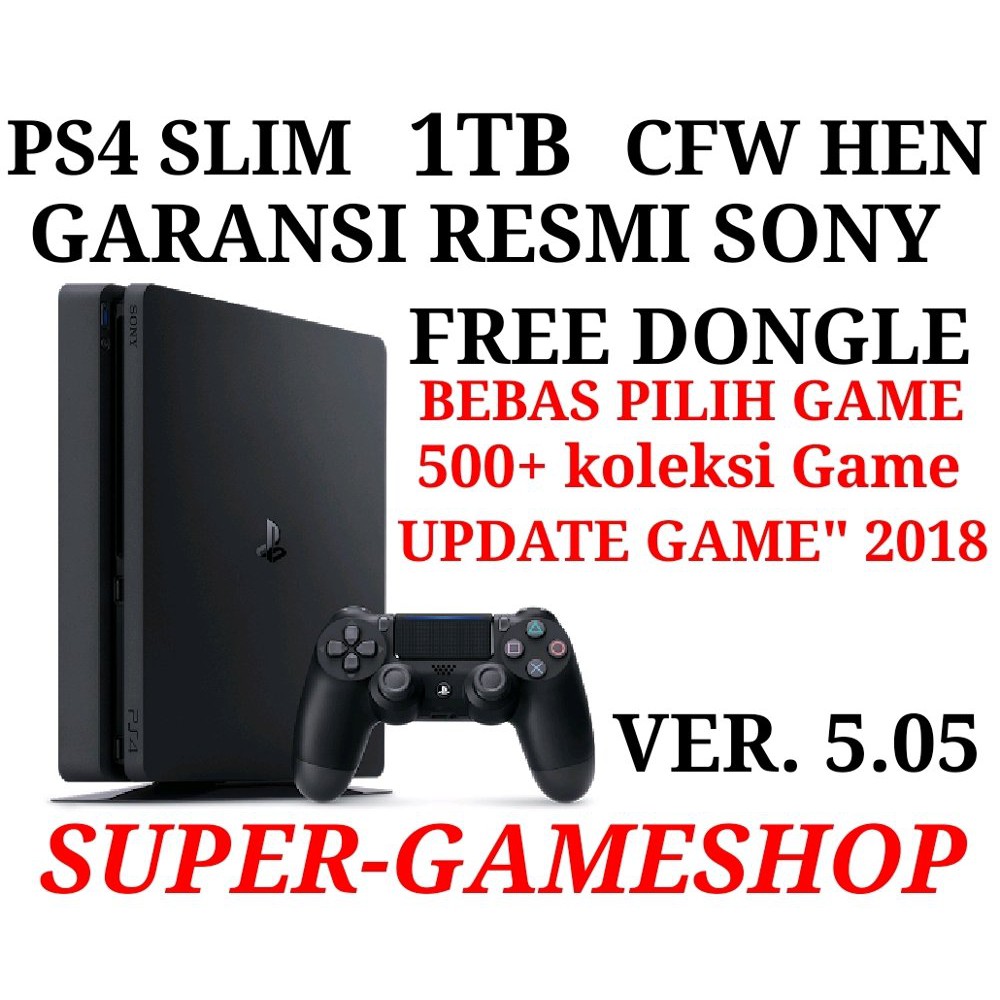 Jual PS4 SLIM 1TB HEN CFW Full Game GARANSI RESMI SONY Diskon