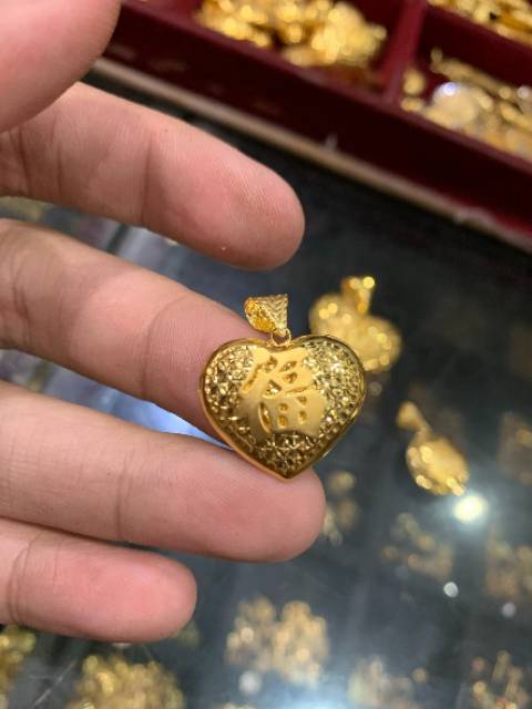 Liontin kalung anak dan dewasa emas asli kadar 700 70% 16k 22 surabaya fu hok hoki love hati bulat